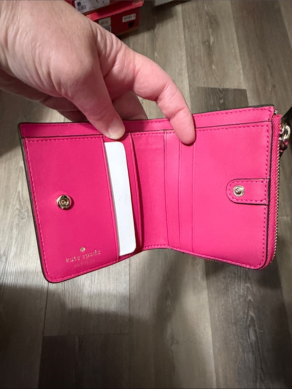 kate spade pink leather wallet with gold logo NWT - Picture 4 of 6
